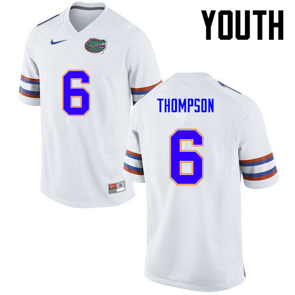 Youth Florida Gators #6 Deonte Thompson College Football Jerseys-White - Click Image to Close